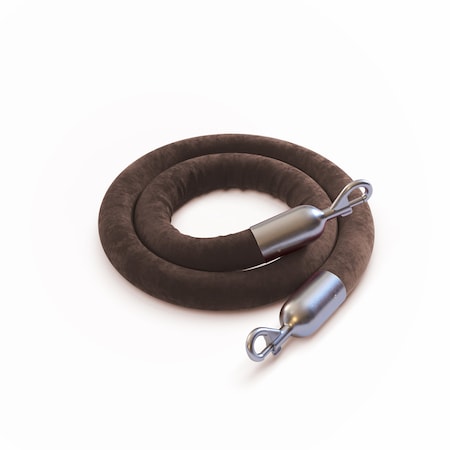 Montour Line Velvet Rope Brown With Satin Stainless Snap Ends 6ft.Cotton Core PVR150-60-TN-SE-SS